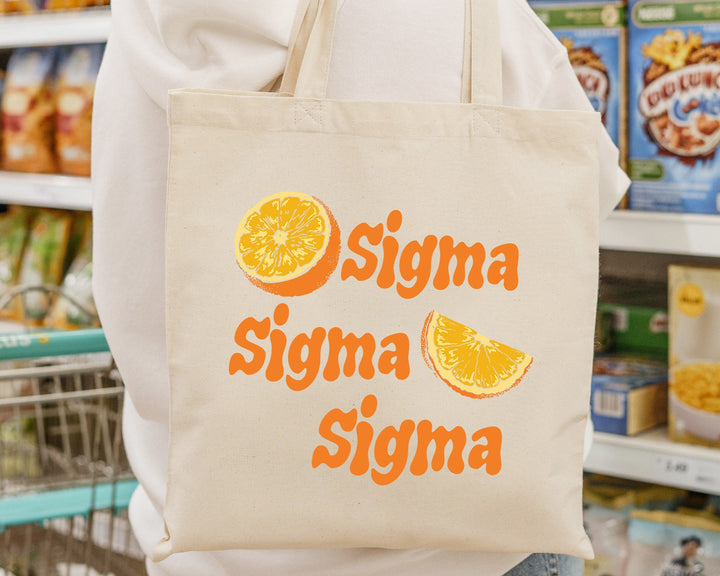 Sigma Sigma Sigma Oranges Sorority Tote Bag | Tri Sigma Canvas Tote Bag | Sorority Merch | Big Little Gifts | College Beach Bag _ 16247g