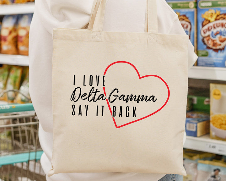 Delta Gamma Say It Back Sorority Tote Bag | Dee Gee Beach Bag | Sorority Merch | Big Little Gift | Sorority Bag | Canvas Tote Bag _ 15012g