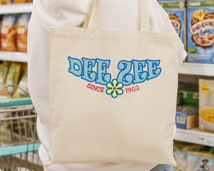 Delta Zeta Outlined In Blue Sorority Tote Bag | Dee Zee Beach Bag | Delta Zeta College Sorority Laptop Bag | Canvas Tote Bag _ 15352g