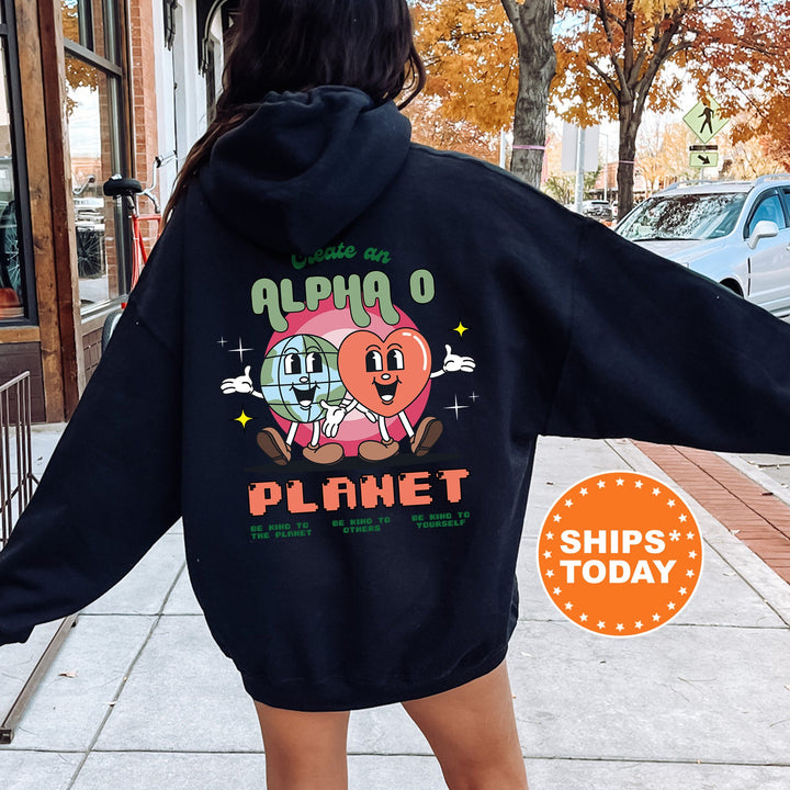 Create An Alpha O Planet | Alpha Omicron Pi CosmoGreek Sorority Sweatshirt | AOII Sorority Hoodie | Big Little Gift | Greek Apparel 16488g