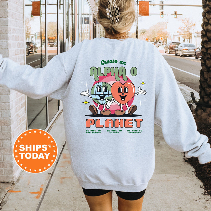 Create An Alpha O Planet | Alpha Omicron Pi CosmoGreek Sorority Sweatshirt | AOII Sorority Hoodie | Big Little Gift | Greek Apparel 16488g