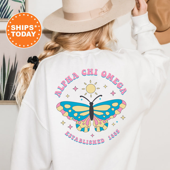 Alpha Chi Omega Twinklewings Sorority Sweatshirt | Alpha Chi Butterfly Sweatshirt | Big Little Reveal Gift | Custom Greek Apparel _  12613g