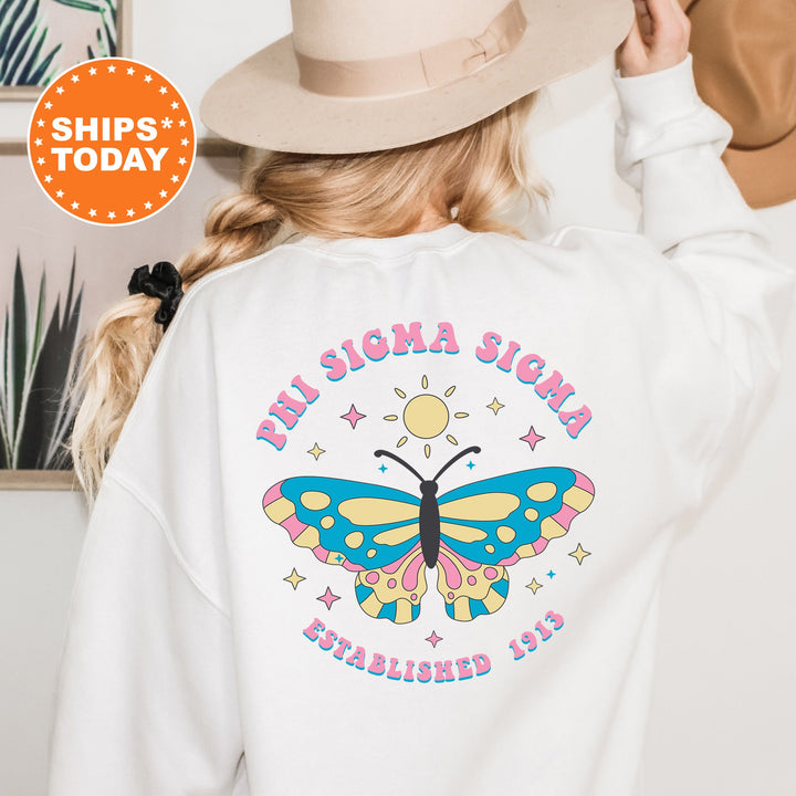 Phi Sigma Sigma Twinklewings Sorority Sweatshirt | Phi Sig Butterfly Sweatshirt | Big Little Sorority Gift | Custom Greek Apparel _  12632g
