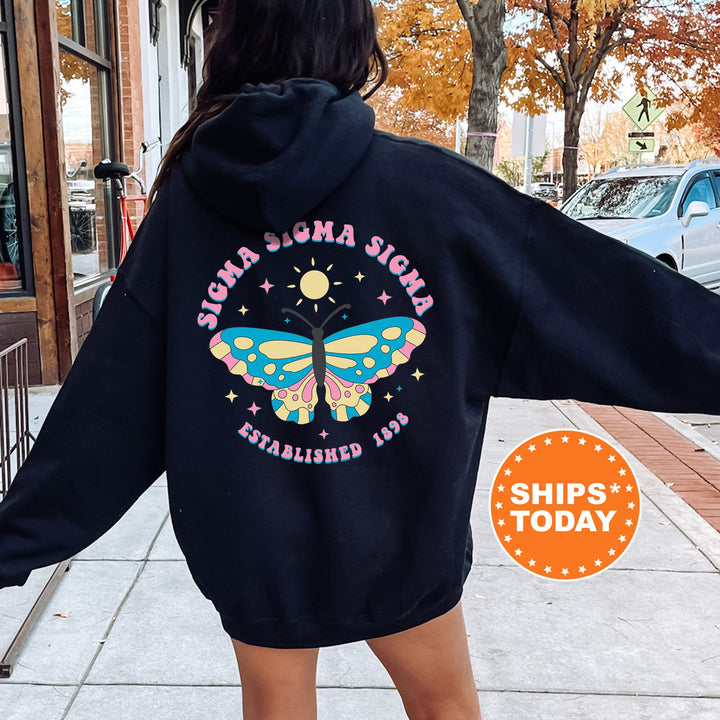 Sigma Sigma Sigma Twinklewings Sorority Sweatshirt | Tri Sigma Butterfly Sweatshirt | Big Little Sorority | Custom Greek Apparel _  12636g