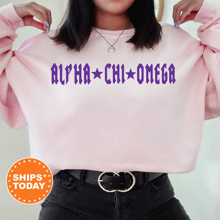 Alpha Chi Omega Rock N Roll Sorority Sweatshirt | Alpha Chi Greek Sweatshirt | Sorority Merch | Big Little Gift | College Apparel _ 5585g