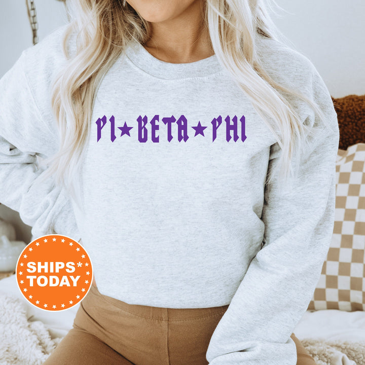 Pi Beta Phi Rock N Roll Sorority Sorority Sweatshirt | Pi Phi Greek Sweatshirt | Sorority Merch | Big Little Gift | College Apparel _ 5605g