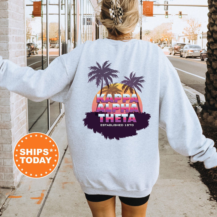 Kappa Alpha Theta Palmscape Sorority Sweatshirt | THETA Beach Hoodies | Sorority Apparel | Big Little Reveal | Greek Sweatshirt _  14189g