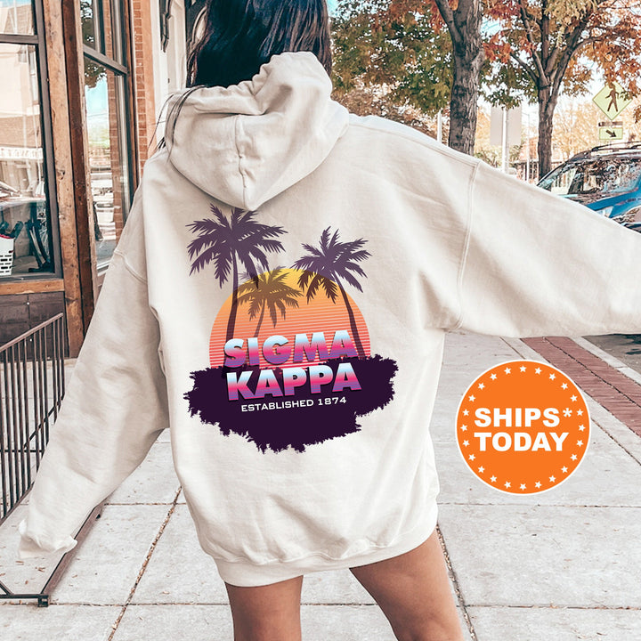 Sigma Kappa Palmscape Sorority Sweatshirt | Sig Kap Beach Hoodies | Sorority Apparel | Big Little Reveal Gift | Greek Sweatshirt _  14196g