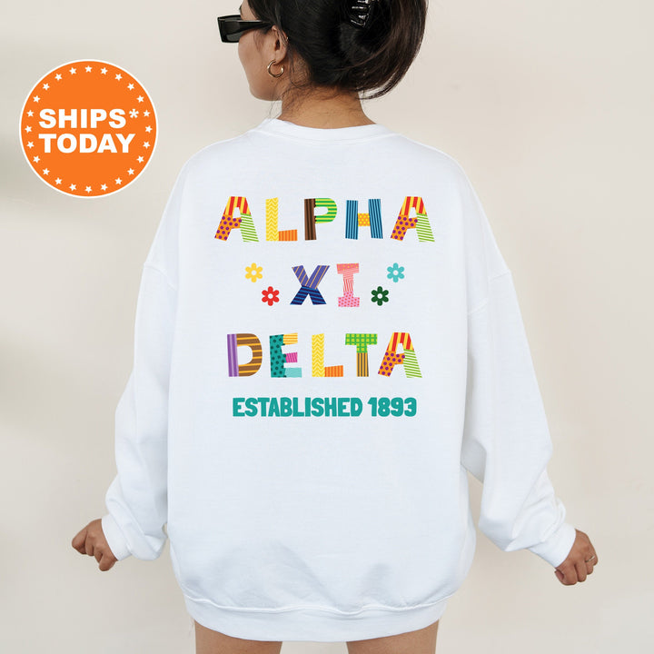 Alpha Xi Delta Paper Letters Sorority Sweatshirt | AXID Trendy Sweatshirt | Greek Apparel | Big Little Reveal | Sorority Gift