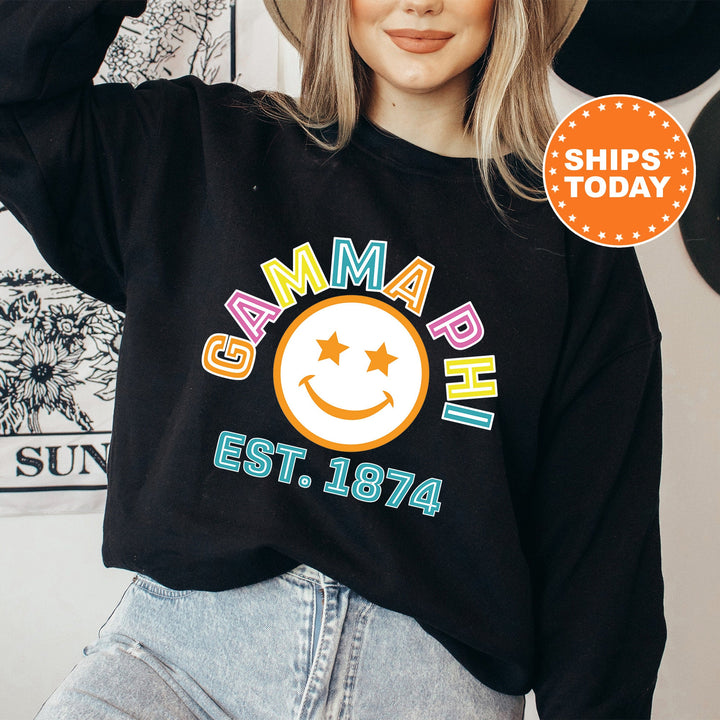 Gamma Phi Beta Cheerful Sorority Sweatshirt | Gamma Phi Sorority Merch | Big Little Gift | Greek Sweatshirt | Custom Greek Apparel _ 16861g