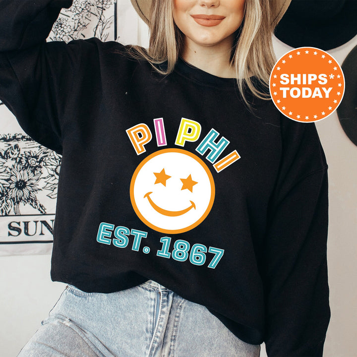 Pi Beta Phi Cheerful Sorority Sweatshirt | Pi Phi Sorority Merch | Big Little Gift | Greek Sweatshirt | Custom Greek Apparel _ 16867g
