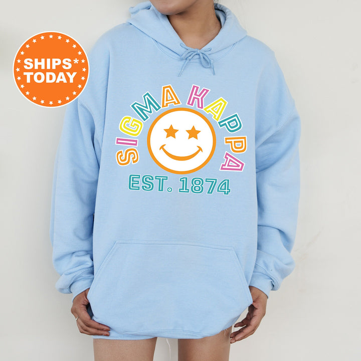 Sigma Kappa Cheerful Sorority Sweatshirt | Sigma Kappa Sorority Merch | Big Little Gift | Greek Sweatshirt | Custom Greek Apparel _ 16869g