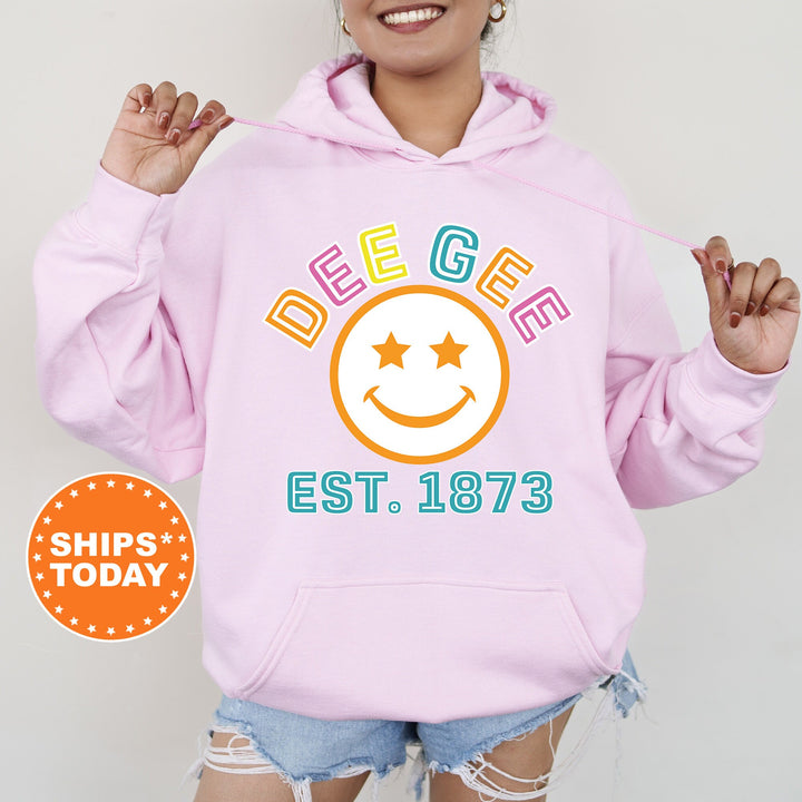 Delta Gamma Cheerful Sorority Sweatshirt | Dee Gee Sorority Merch | Big Little Gift | Greek Sweatshirt | Custom Greek Apparel _ 16858g