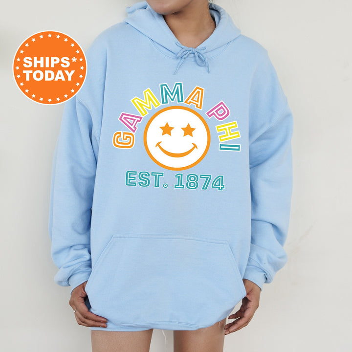 Gamma Phi Beta Cheerful Sorority Sweatshirt | Gamma Phi Sorority Merch | Big Little Gift | Greek Sweatshirt | Custom Greek Apparel _ 16861g