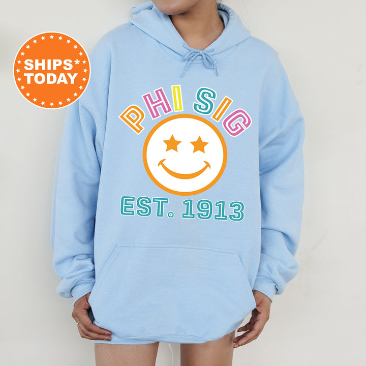 Phi Sigma Sigma Cheerful Sorority Sweatshirt | Phi Sig Sorority Merch | Big Little Gift | Greek Sweatshirt | Custom Greek Apparel _ 16866g