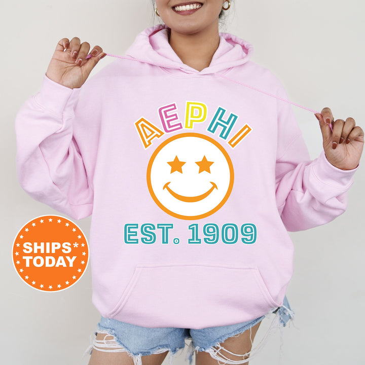 Alpha Epsilon Phi Cheerful Sorority Sweatshirt | AEPHI Sorority Merch | Big Little Gift | Greek Sweatshirt | Custom Greek Apparel _ 16849g