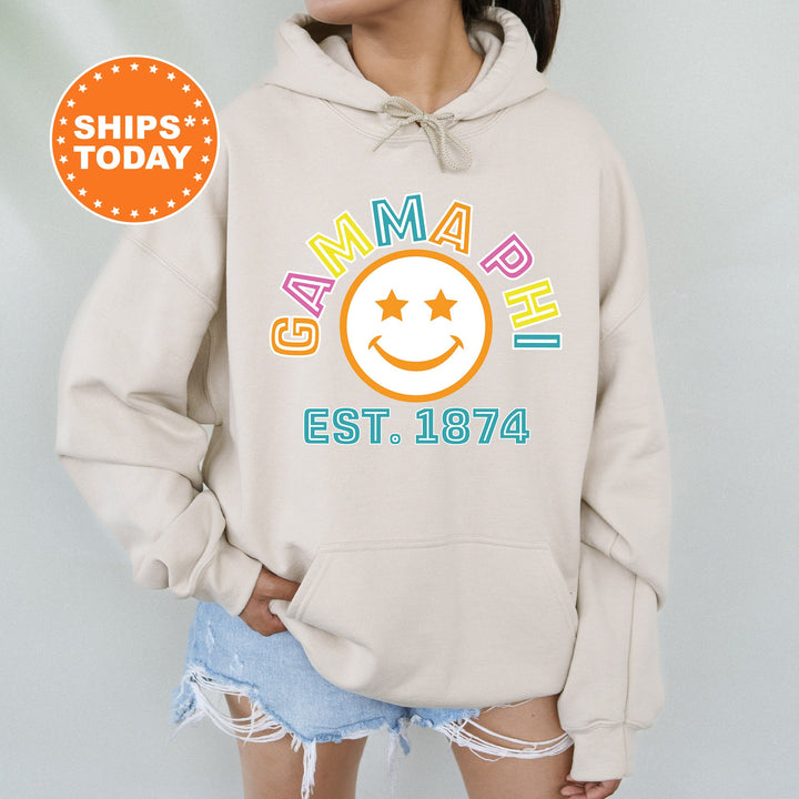 Gamma Phi Beta Cheerful Sorority Sweatshirt | Gamma Phi Sorority Merch | Big Little Gift | Greek Sweatshirt | Custom Greek Apparel _ 16861g