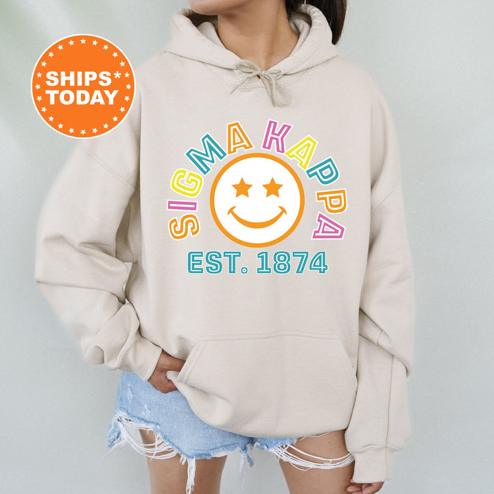 Sigma Kappa Cheerful Sorority Sweatshirt | Sigma Kappa Sorority Merch | Big Little Gift | Greek Sweatshirt | Custom Greek Apparel _ 16869g