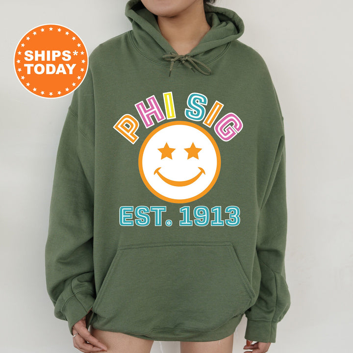 Phi Sigma Sigma Cheerful Sorority Sweatshirt | Phi Sig Sorority Merch | Big Little Gift | Greek Sweatshirt | Custom Greek Apparel _ 16866g