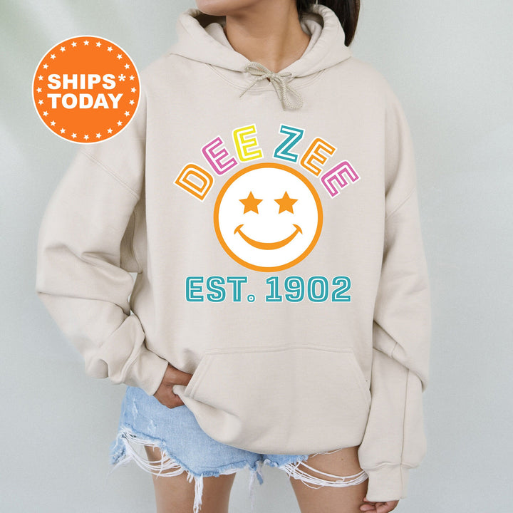 Delta Zeta Cheerful Sorority Sweatshirt | Dee Zee Sorority Merch | Big Little Gift | Greek Sweatshirt | Custom Greek Apparel _ 16860g