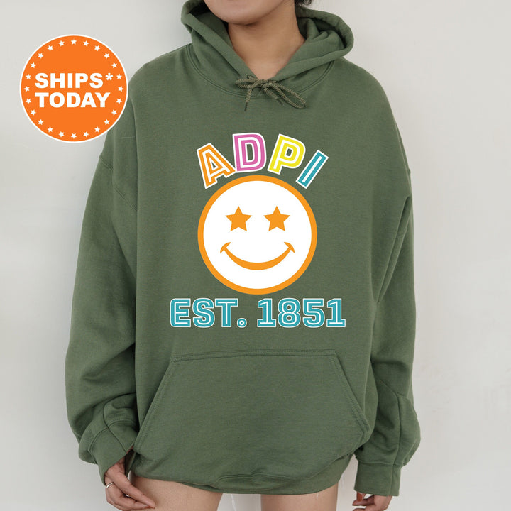 Alpha Delta Pi Cheerful Sorority Sweatshirt | ADPI Sorority Merch | Big Little Gift | Greek Sweatshirt | Custom Greek Apparel _ 16848g