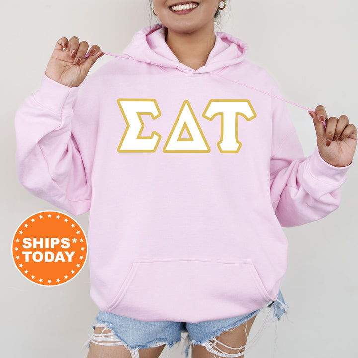 Sigma Delta Tau Simply Gold Sorority Sweatshirt | Sig Delt Greek Letters | Sorority Letters | Big Little Gift | Custom Sorority Crewneck