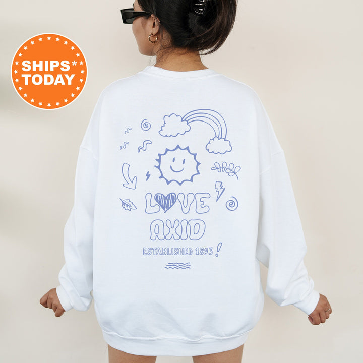 Alpha Xi Delta Doodle Font Letter Sorority Sweatshirt | Trendy AXID Sweatshirt | Alpha Xi Big Little Reveal Gift | Custom Sorority _ 16985g