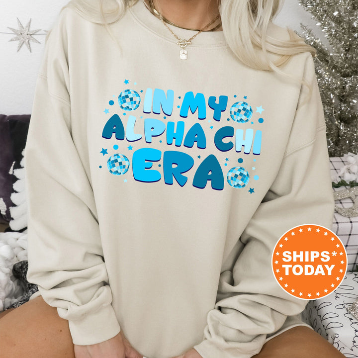 In My Alpha Chi Era | Alpha Chi Omega Blue Disco Sorority Sweatshirt | AXO Greek Sweatshirt | Big Little Gift | Sorority Merch _ 15799g