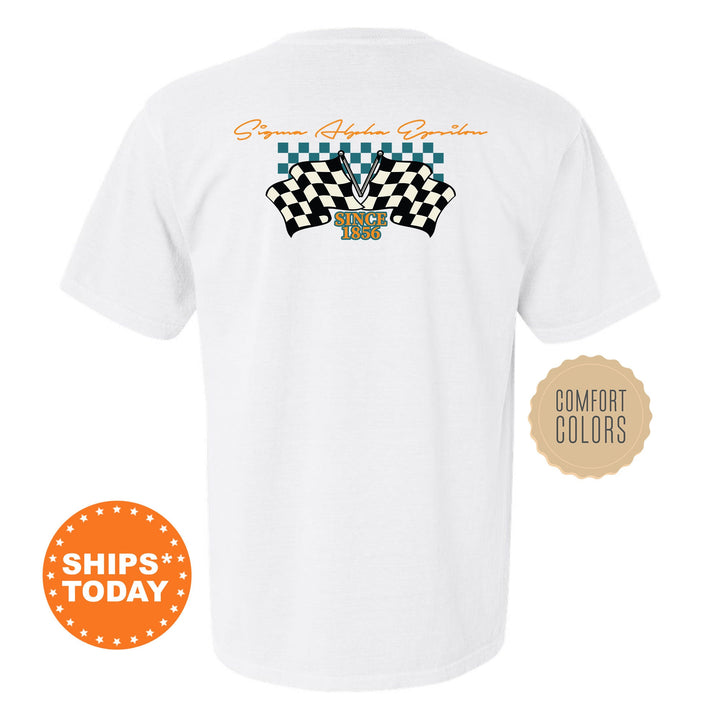 Sigma Alpha Epsilon Race Banner Fraternity T-Shirt | SAE Comfort Colors Tees | Bid Day | Rush Pledge Shirt | Custom Greek Apparel _ 11939g