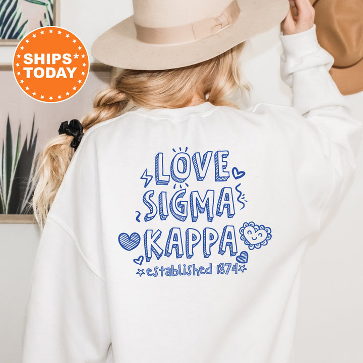 Sigma Kappa Drawscape Sorority Sweatshirt | Sig Kap Doodle Font Sorority Crewneck | Big Little Reveal Gifts | Trendy Sorority Hoodie