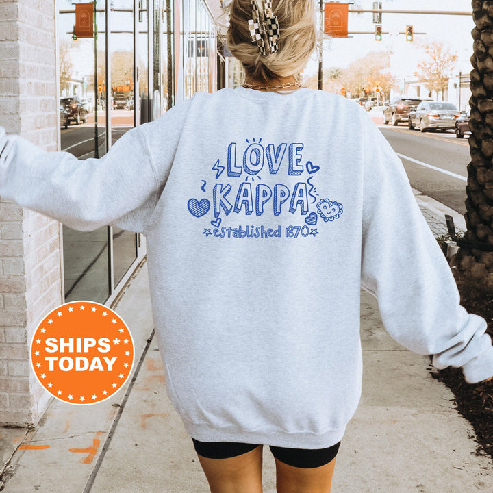 Kappa Kappa Gamma Drawscape Sorority Sweatshirt | Kappa Doodle Font Sorority Crewneck  | Big Little Reveal Gift | Trendy Sorority Hoodie 16449g