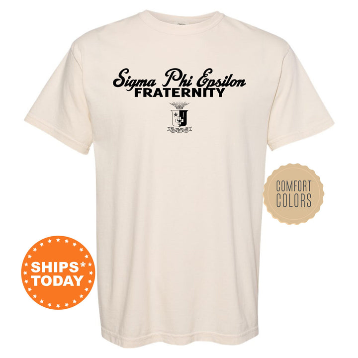 Sigma Phi Epsilon Simple Crest Fraternity T-Shirt | SigEp Crest Shirt | Rush Pledge Shirt | Frat Bid Day Gift | Comfort Colors Tees _ 9833g