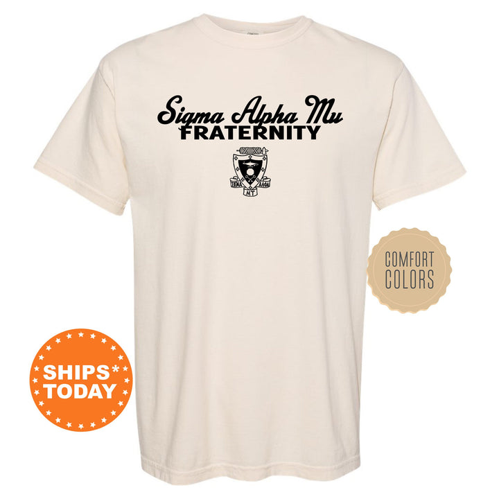 Sigma Alpha Mu Simple Crest Fraternity T-Shirt | Sammy Crest Shirt | Rush Pledge Shirt | Frat Bid Day Gift | Comfort Colors Tees _ 9830g