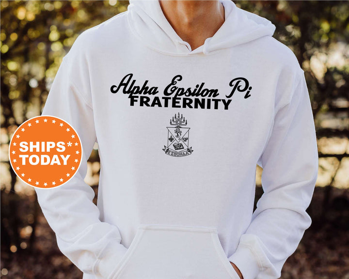 Alpha Epsilon Pi Simple Crest Fraternity Sweatshirt | AEPi Crest Sweatshirt | Rush Pledge Fraternity Gift | College Greek Apparel _ 9809g