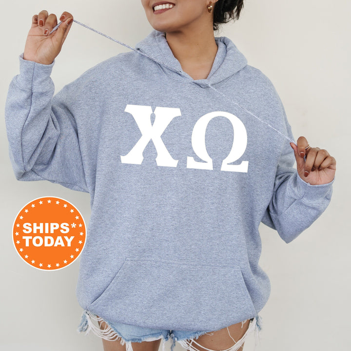 Chi Omega Basic Letters Sorority Sweatshirt | Chi O Merch | Big Little Reveal | Sorority Letters | Greek Letters | Chi Omega Hoodie 8355g