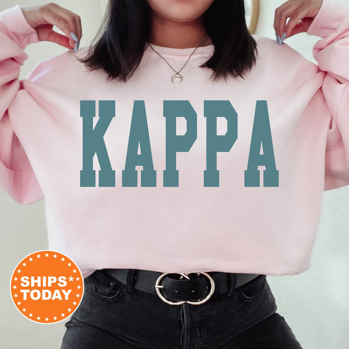 Kappa Kappa Gamma Bold Aqua Sorority Sweatshirt | KAPPA Sorority Letters Crewneck | Sorority Merch | Big Little Reveal Gift | Bid Day Basket