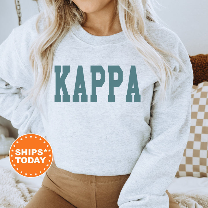Kappa Kappa Gamma Bold Aqua Sorority Sweatshirt | KAPPA Sorority Letters Crewneck | Sorority Merch | Big Little Reveal Gift | Bid Day Basket