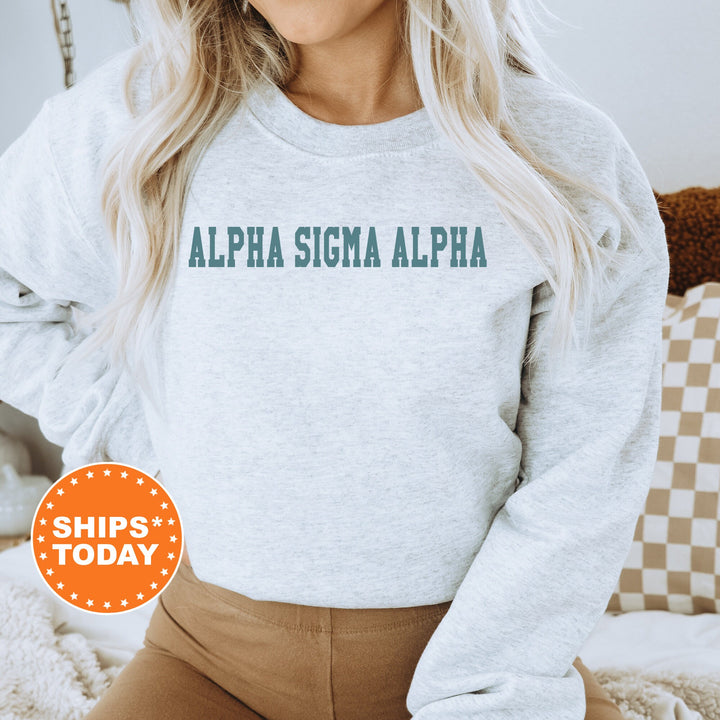 Alpha Sigma Alpha Bold Aqua Sorority Sweatshirt | ASA Sorority Letters Crewneck | Sorority Merch | Big Little Reveal Gifts | Bid Day Basket