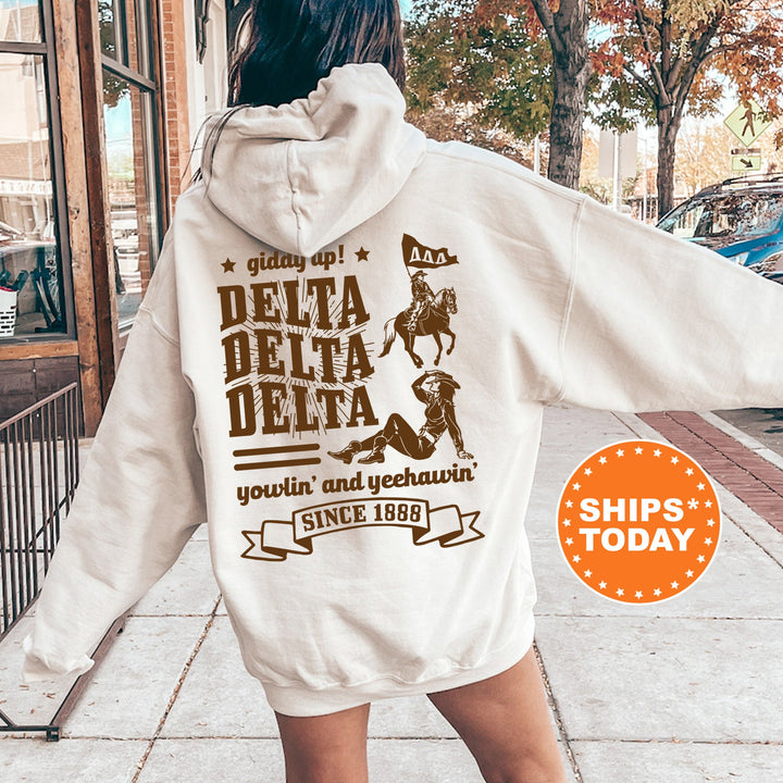 Delta Delta Delta Giddy Up Cowgirl Sorority Sweatshirt | Tri Delta Western Sweatshirt | Sorority Apparel | Big Little Reveal Gift