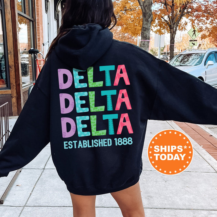 Delta Delta Delta Papercut Sorority Sweatshirt | Tri Delta Fun Letters Sweatshirt | Big Little Sorority Gifts | Custom Greek Apparel