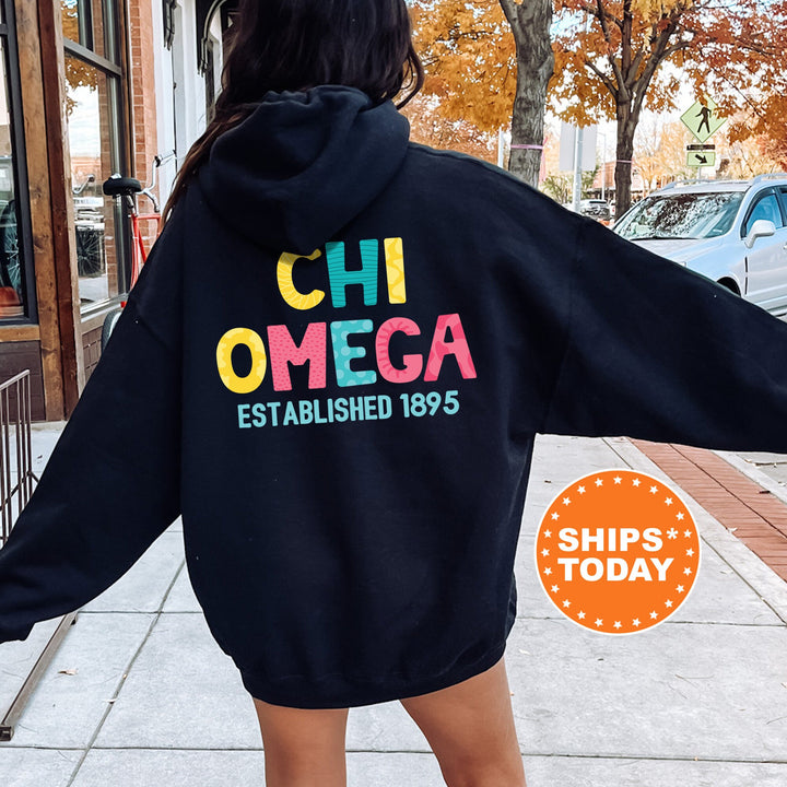 Chi Omega Papercut Sorority Sweatshirt | Chi O Fun Letters Sweatshirt | Big Little Sorority Reveal | Chi O Sorority Gifts | Greek Apparel