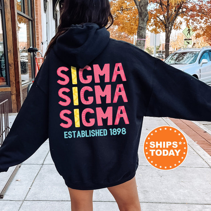 Sigma Sigma Sigma Papercut Sorority Sweatshirt | tri Sigma Fun Letters Sweatshirt | Big Little Sorority Gifts | Custom Greek Apparel