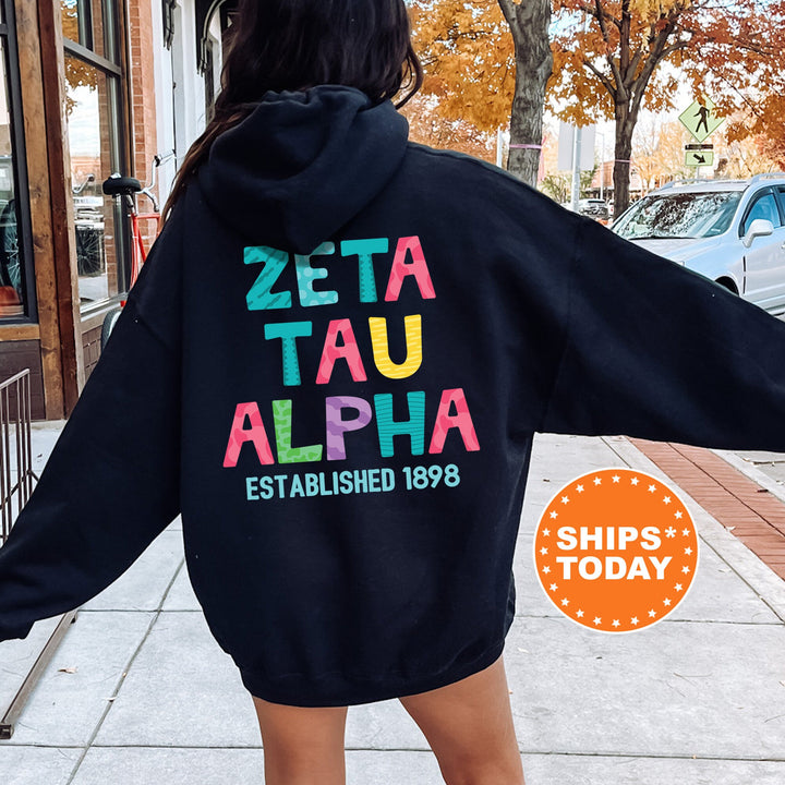 Zeta Tau Alpha Papercut Sorority Sweatshirt | ZETA Fun Letters Sweatshirt | Big Little Sorority Reveal | ZETA Sorority Gift | Greek Apparel