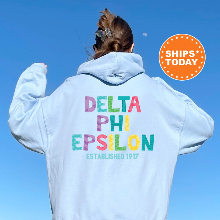 Delta Phi Epsilon Papercut Sorority Sweatshirt | DPHIE Fun Letters Sweatshirt | Big Little Sorority Reveal | Sorority Gift | Greek Apparel