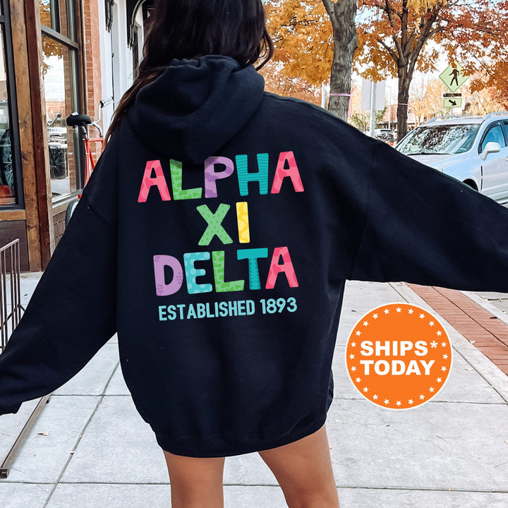Alpha Xi Delta Papercut Sorority Sweatshirt | AXID Fun Letters Sweatshirt | Big Little Sorority Reveal | Sorority Gifts | Greek Apparel