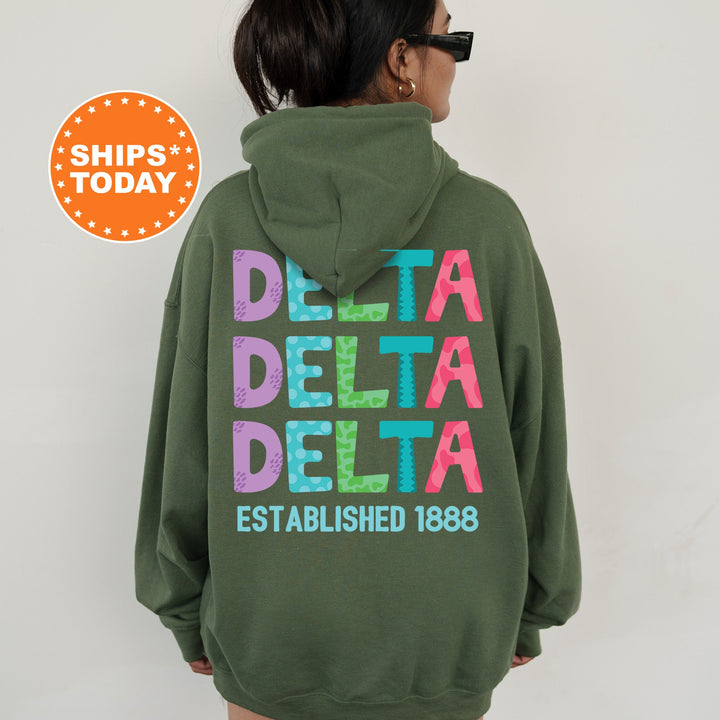 Delta Delta Delta Papercut Sorority Sweatshirt | Tri Delta Fun Letters Sweatshirt | Big Little Sorority Gifts | Custom Greek Apparel
