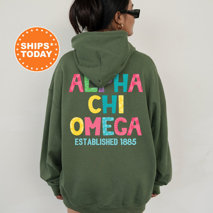 Alpha Chi Omega Papercut Sorority Sweatshirt | Alpha Chi Fun Letters Sweatshirt | Big Little Sorority Reveal | Sorority Gift | Greek Apparel