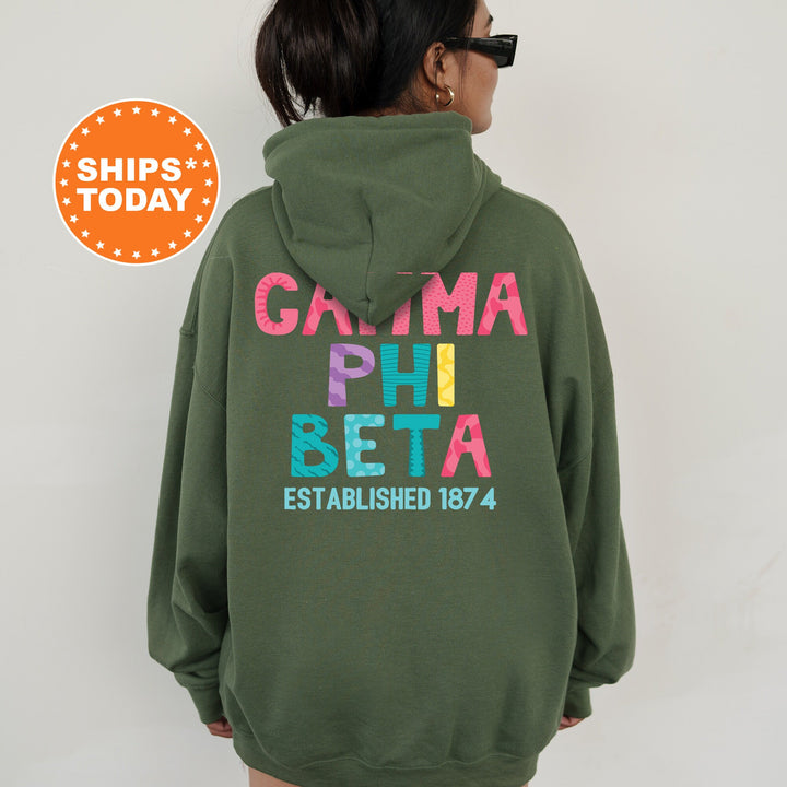 Gamma Phi Beta Papercut Sorority Sweatshirt | Gamma Phi Fun Letters Sweatshirt | Big Little Sorority Reveal | Sorority Gift | Greek Apparel