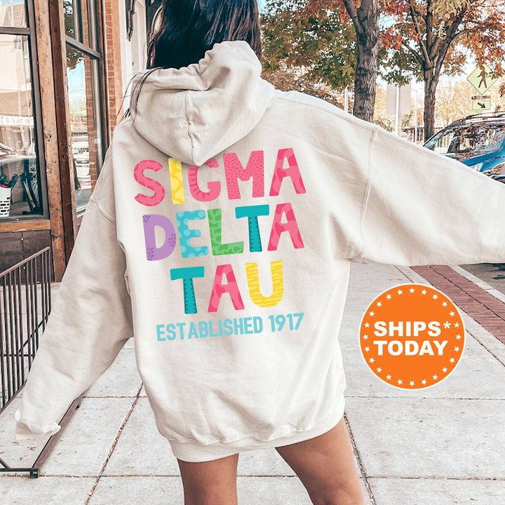 Sigma Delta Tau Papercut Sorority Sweatshirt | Sig Delt Fun Letters Sweatshirt | Big Little Sorority Reveal | Sorority Gift | Greek Apparel