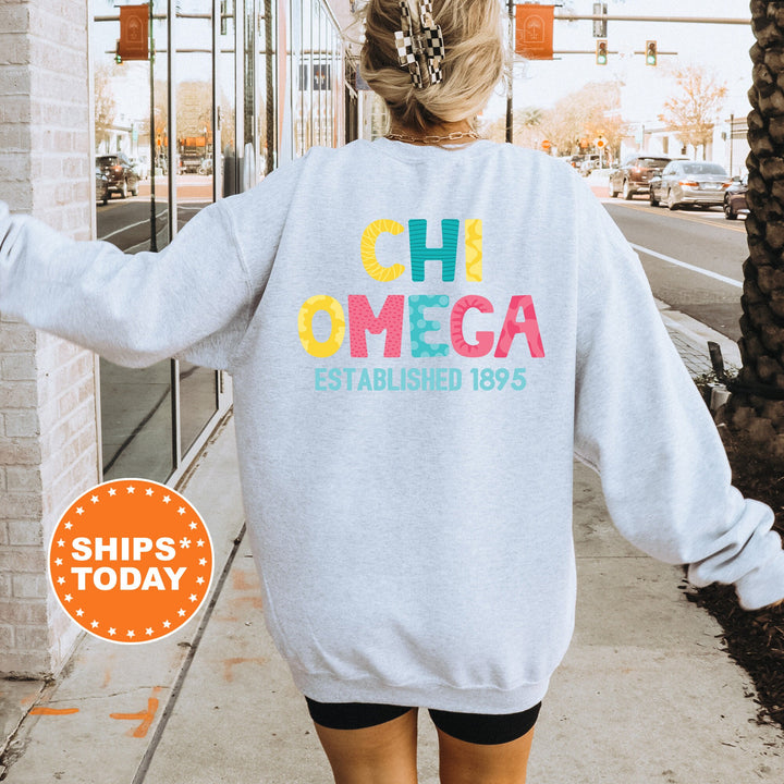 Chi Omega Papercut Sorority Sweatshirt | Chi O Fun Letters Sweatshirt | Big Little Sorority Reveal | Chi O Sorority Gifts | Greek Apparel